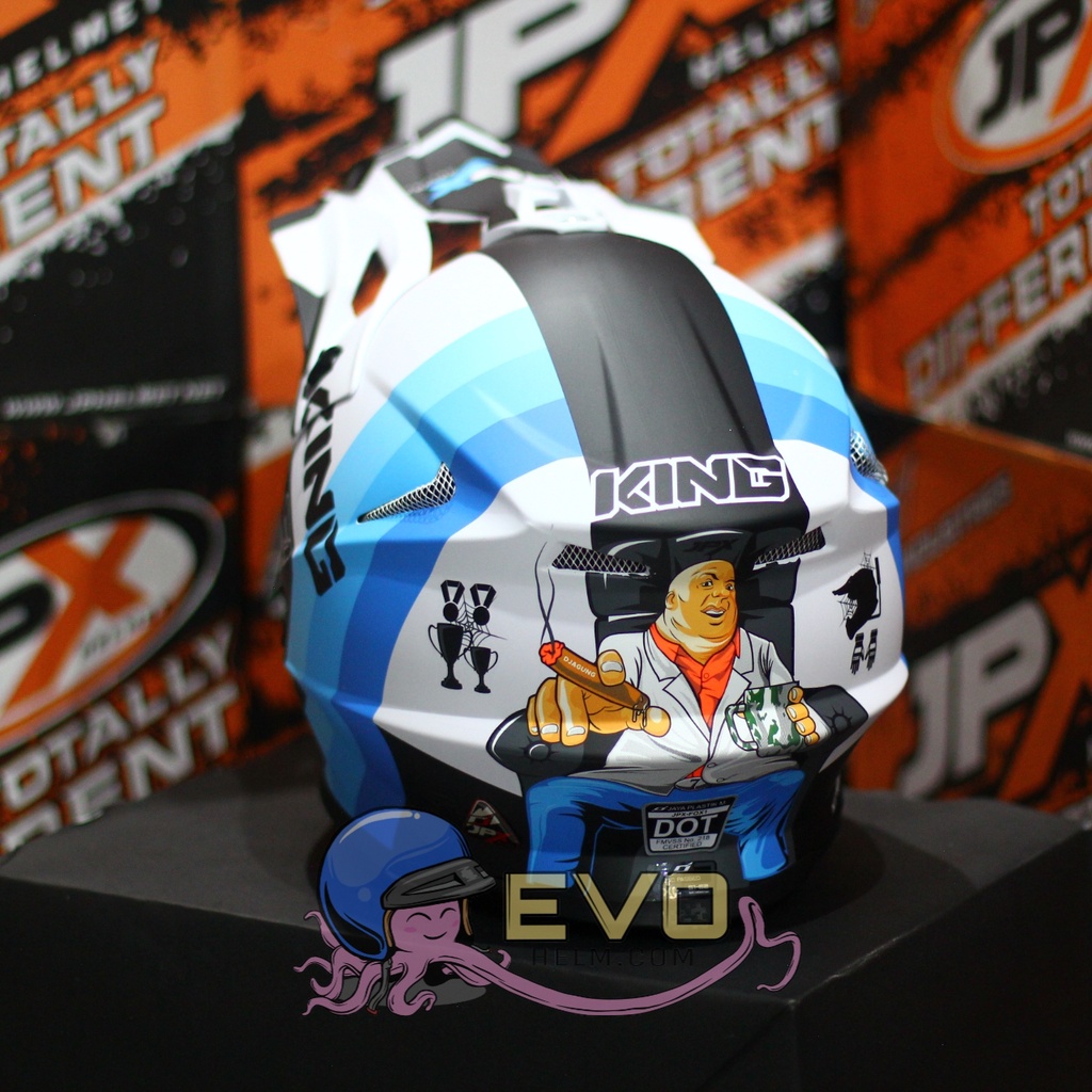 HELM JPX CROSS_FOX1 SERI X37 - PEARL WHITE DOFF + GOOGLE SNAIL (ONGKIR 2 KG) HELM JPX TERBARU