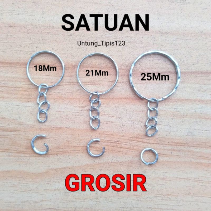 Ring ganci Gerigi uk 25 mm model kembang Ring gantungan kunci Ring bahan Nikel