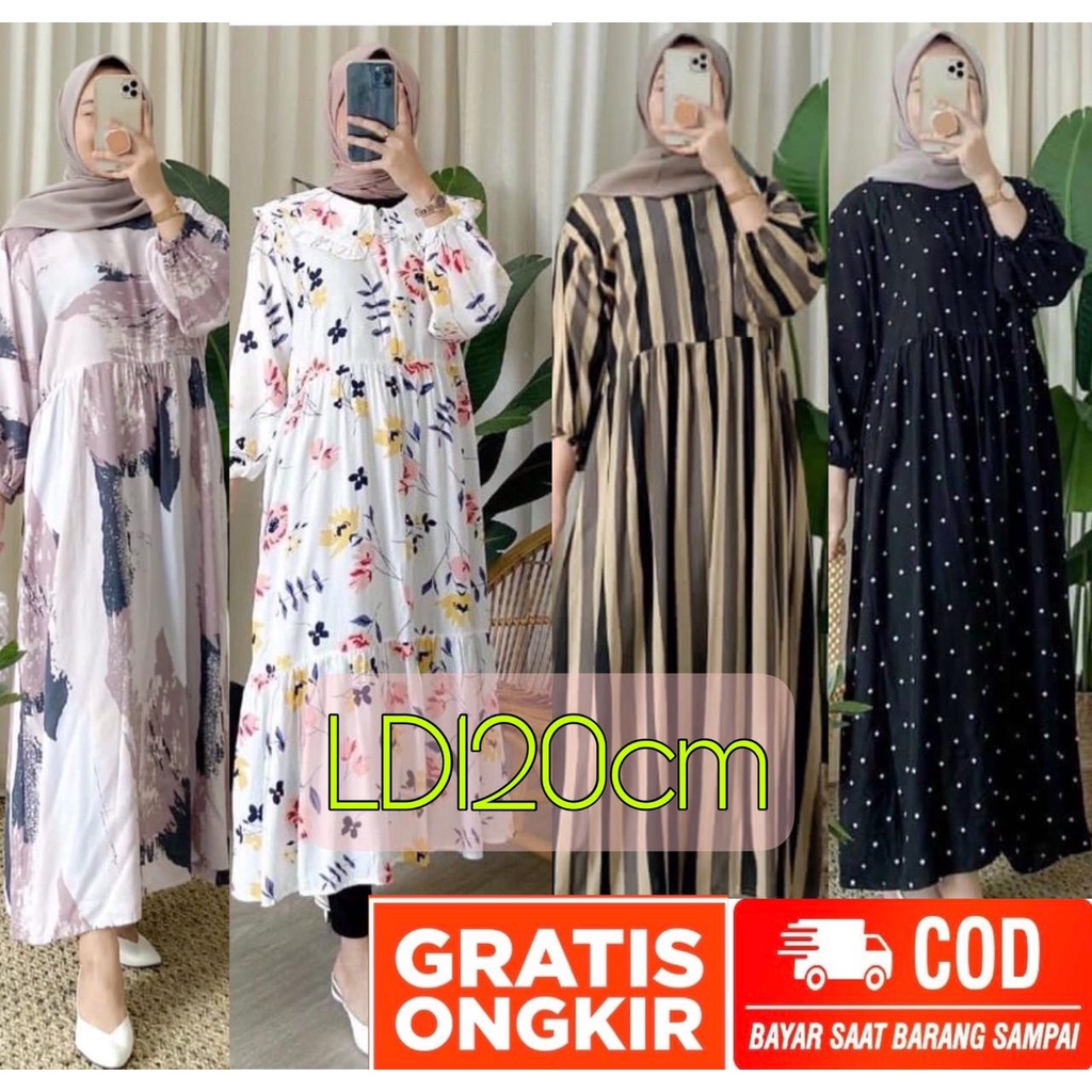 Midi dress/ midi dress rayon/ midi dress jumbo/ Dress Korean style / midi dress muslim / Dress muslimah / midi dress ld 120cm / dress jumbo/ midi dres/ dress rayon