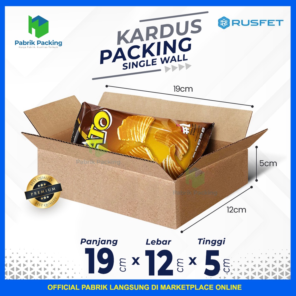 

Kardus Packing | Karton Box Rusfet Polos Kraft Single Wall Size 19x12x5cm Termurah