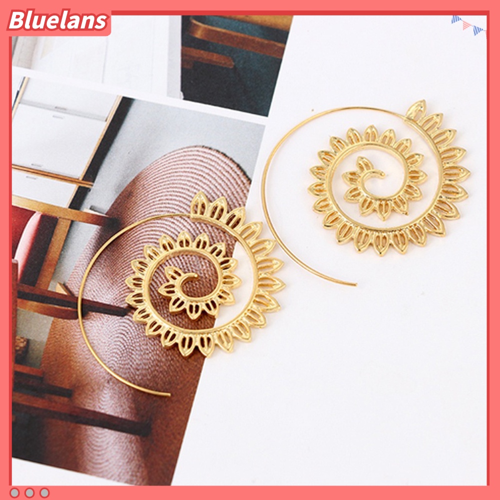 Bluelans Spiral Alloy Water Drop Shape Party Hoop Earrings Fashion Lady Eardrop Jewelry