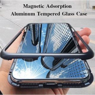 Case Cover Belakang Tempered Glass Magnetik + Frame Metal