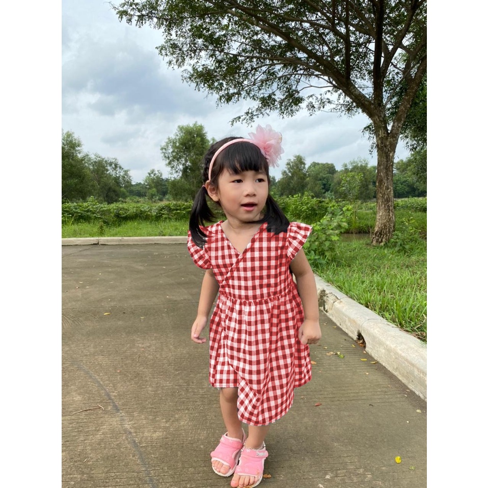 DRESS GRACIA //DRESS ANAK PEREMPUAN// DRESS KOTAK//DRESS BAHAN KATUN