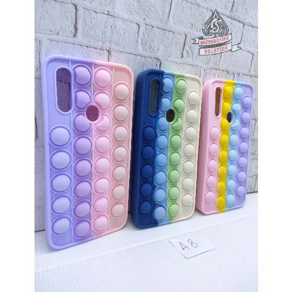 SILICONE CASE POP IT OPPO A31 2020 A8 - CASE PENGHILANG STRESS PUSH IT BUBBLE CASE RAINBOW