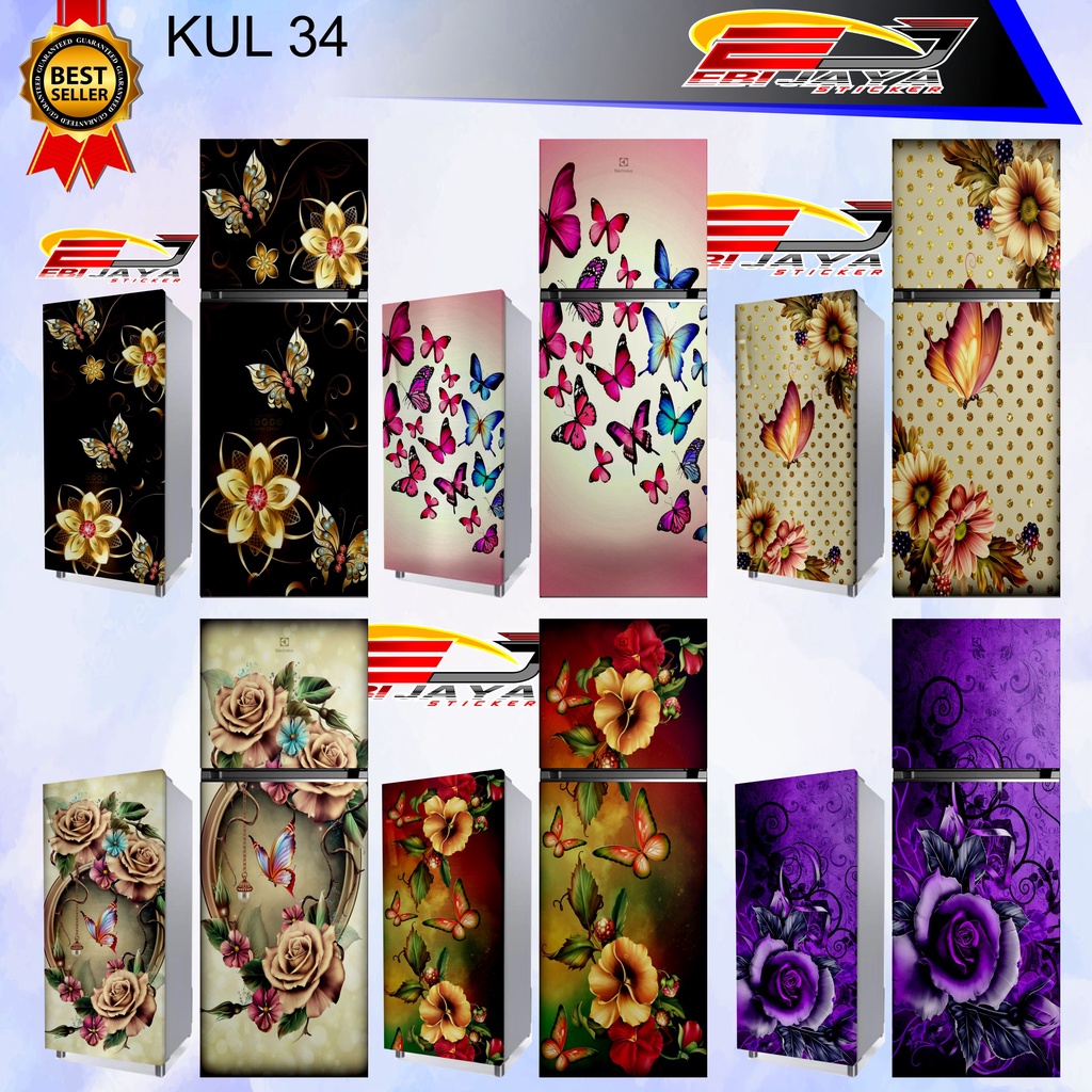 STIKER MAGICOM DAN KULKAS / STIKER KULKAS PINTU 1 DAN 2 KEKINIAN / STIKER MOTIF KUPU KUPU 2 ( A34 )