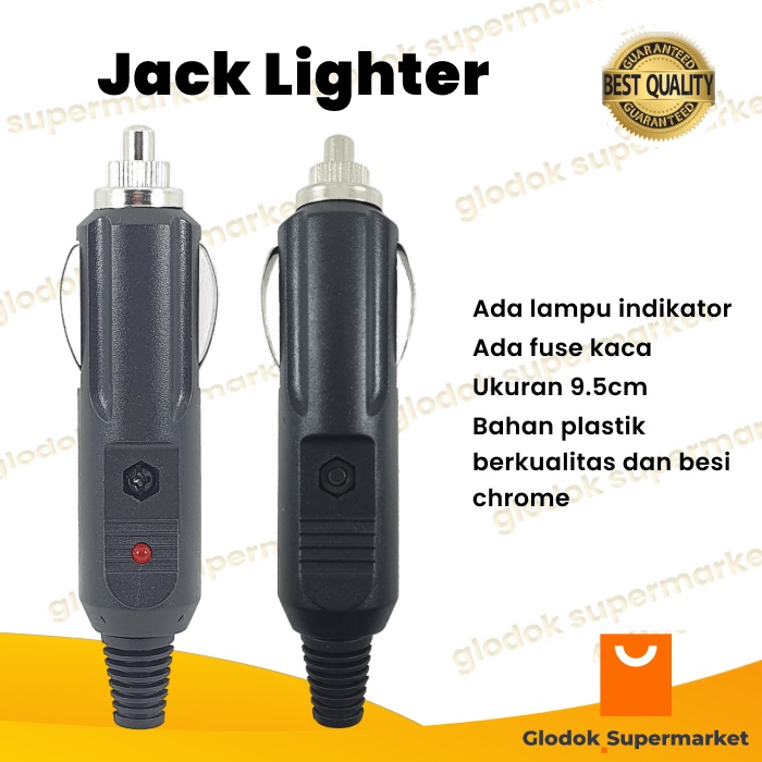 Jack Lighter Colokan Mobil Male Jek DC Korek Fuse Lampu Indikator