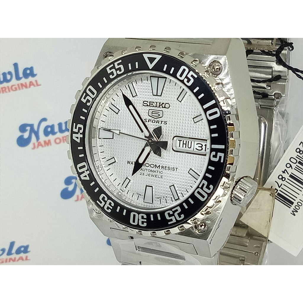 Seiko 5 Sports SNZD65K1 White Pattern Dial - Jam Tangan Pria SNZD65