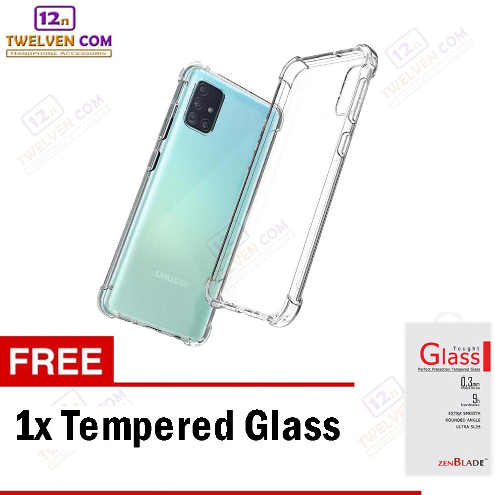 Anti Shock Anti Crack Softcase Casing for Samsung A71 - Free Tempered Glass