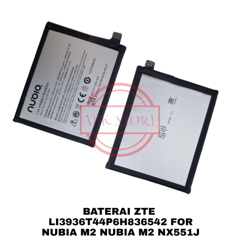 BATRE BATERAI BATTERY ZTE LI3936T44P6H836542 FOR NUBIA M2 NX551J ORIGINAL 100%