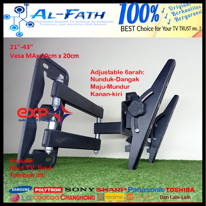 Bracket TV REALME 14 s/d 43 inch 6 ARAH FULL BESI SUPER KOKOH GARANSI 100% ORI