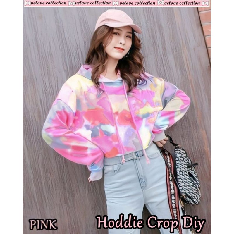 Hoddie crop diy WN SWEATER HOODIE CROP DIY TIE SWEATER KEKINIAN SWEATER JUMBO WANITA TIE DIY