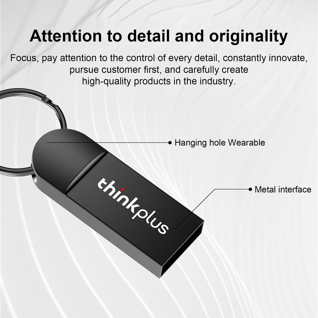 (Huluboy) Flashdisk USB 2.0 High Speed Bahan Zinc Alloy Kapasitas 8 / 16 / 32GB / 64GB Untuk Lenovo