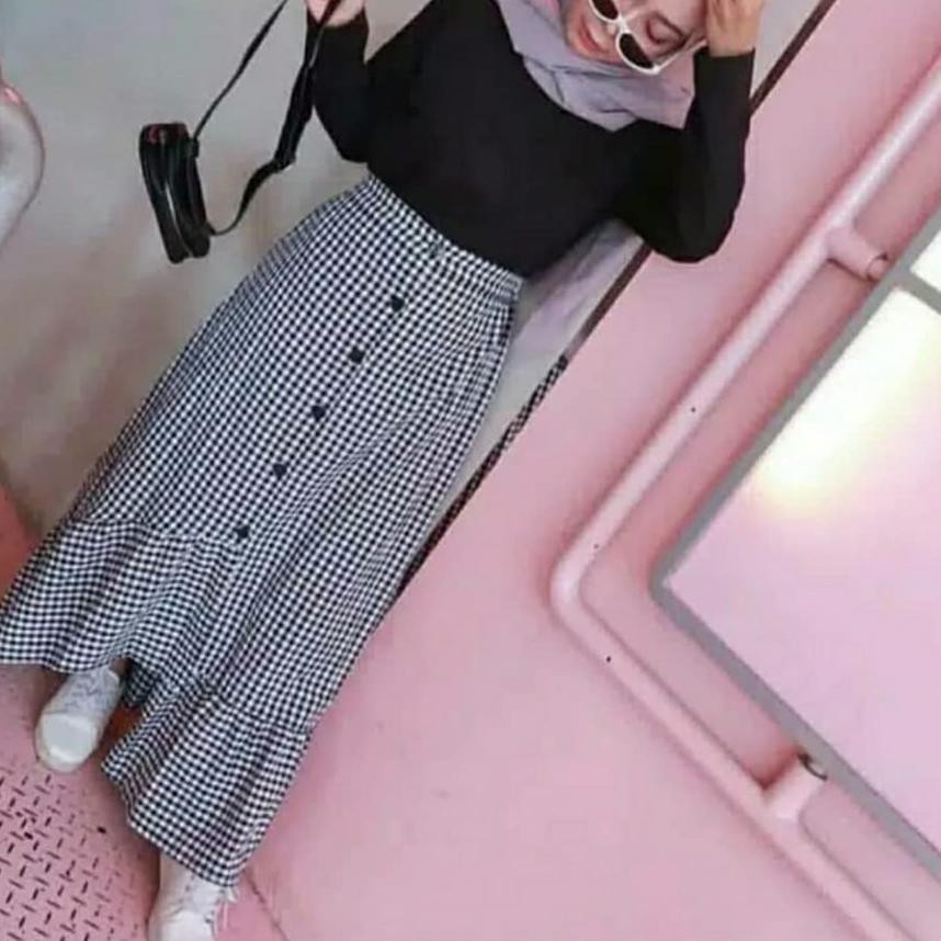 PROMO 11.11 KODE-234 Rok Tartan Panjang Kotak / ROK ARA ASYMMETRIC RUFFLE / RUFFLE PLAID SKIRT
