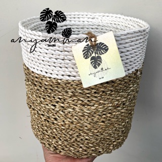 Cover Pot Keranjang Anyaman Seagrass Putih Natural Cover Pot Keranjang Anyaman Seagrass Putih Natural