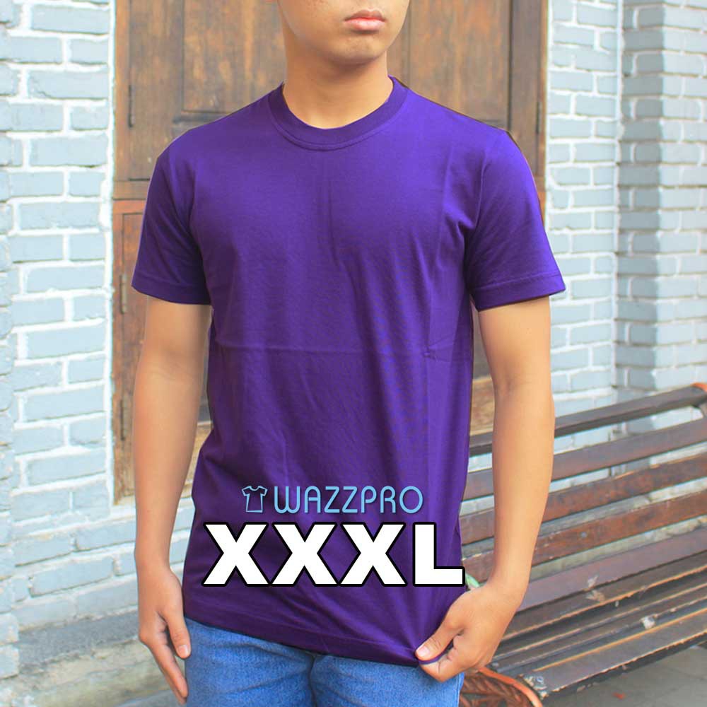 Kaos Polos Jumbo Pria Wanita XXXL Lengan Pendek Original Distro Katun Kombed 30s Murah Ungu Tua