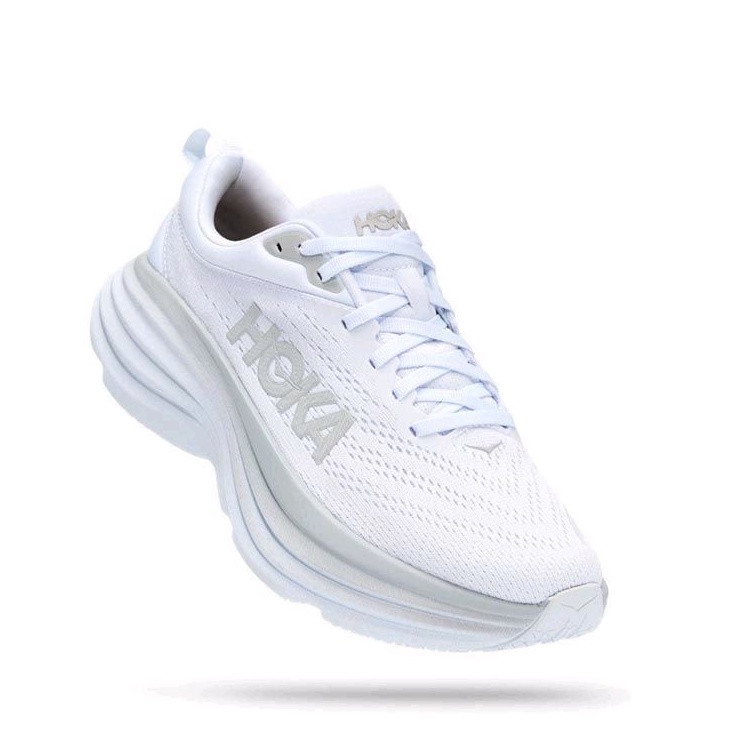 Hoka Bondi 8 Women's Road Running Shoes - White / White Original