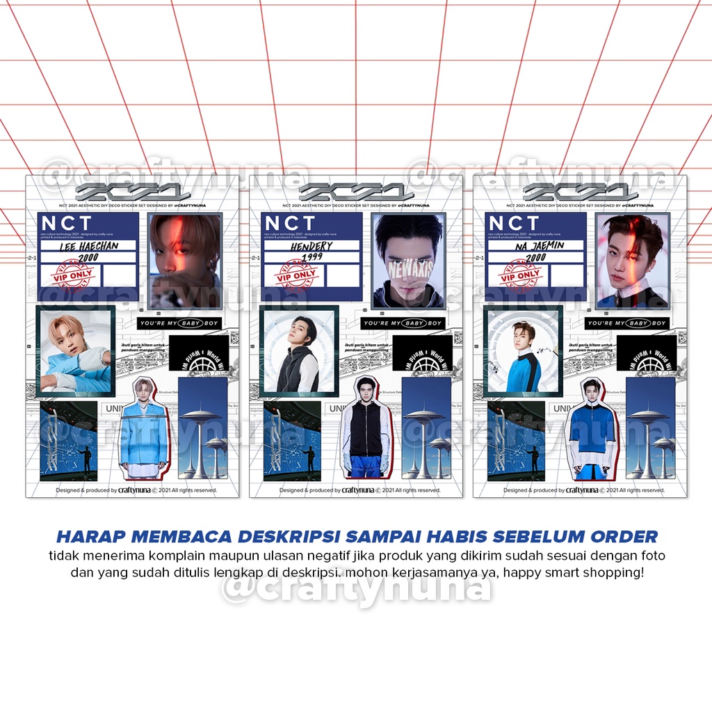 (NC-024) 21 member - NCT 2021 STICKER AESTHETIC DIY SET DECO stiker case hp estetik dream 127 wayv universe journal set