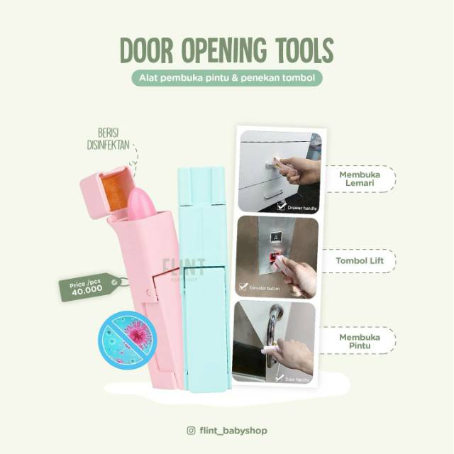 Door opening tools alat buka pintu tekan tombol lift disinfectan non contact