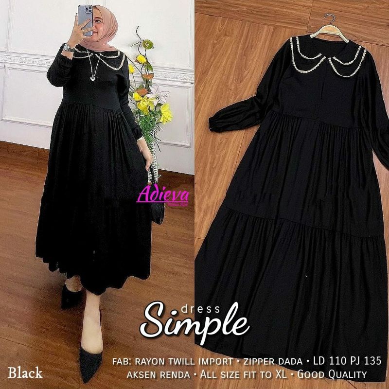 Gamis Polos Simple dress rayon twill import