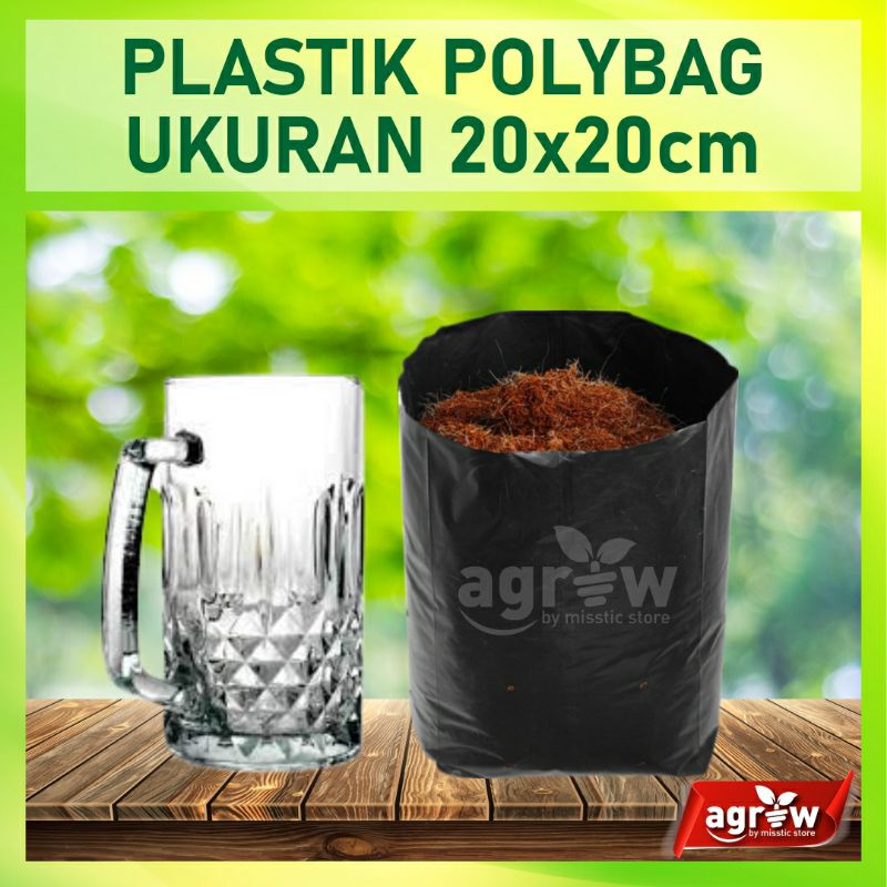 Plastik Polybag Besar 20x20 cm Pot Benih Bibit Buah Bunga Sayuran Ecer Harga Perlembar