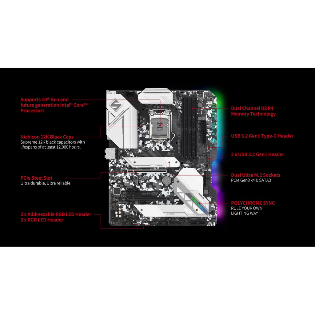 MOTHERBOARD ASROCK-CHIPSET INTEL B460 STELL LEGEND SOCKET 1200