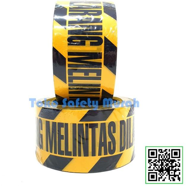 

✽ Garis Polisi Tulisan DILARANG MELINTAS Safety Line Kuning Hitam 3" 300 ➢