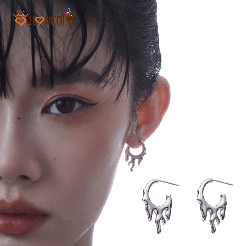 Anting Tusuk Gantung Wanita Desain Geometri Api Gaya Vintage / Punk / Hip Hop Untuk Pesta / Pernikahan / Hadiah