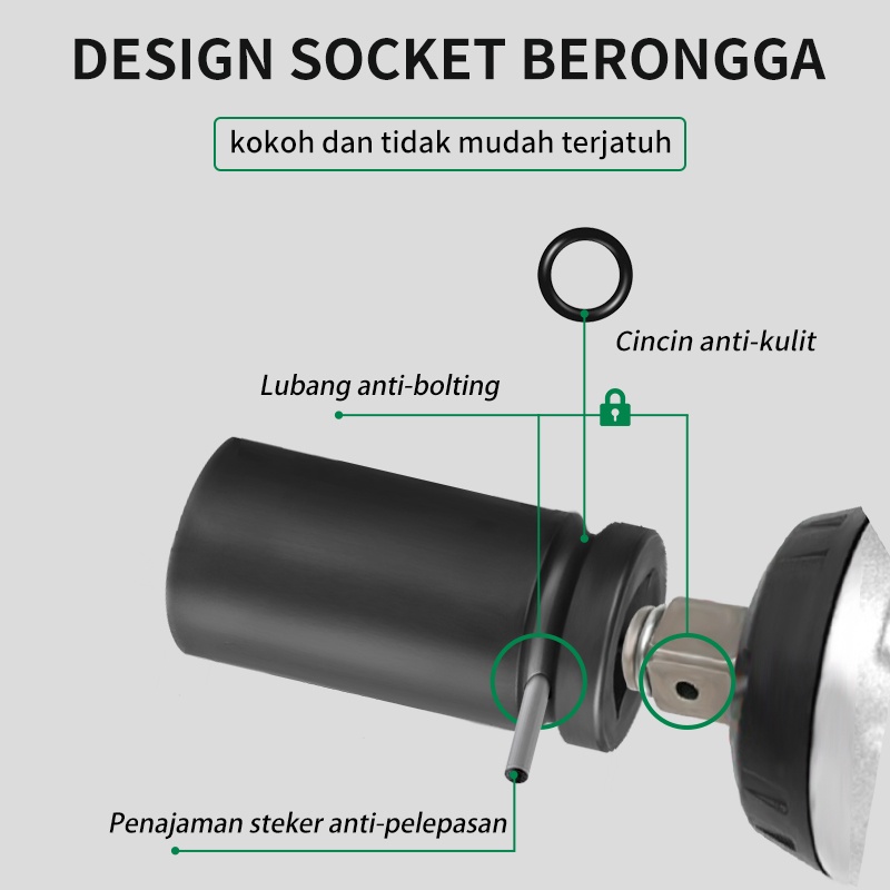 ISKU Mata Sock Extention Impact 1/2 Drive Socket Deep Wall 8-27mm CR-V Steel Mirror Mata Sok 8-24mm Kunci Mata Socket Pendek end Panjang Shock Alat Perkakas Bengkel Bisa COD