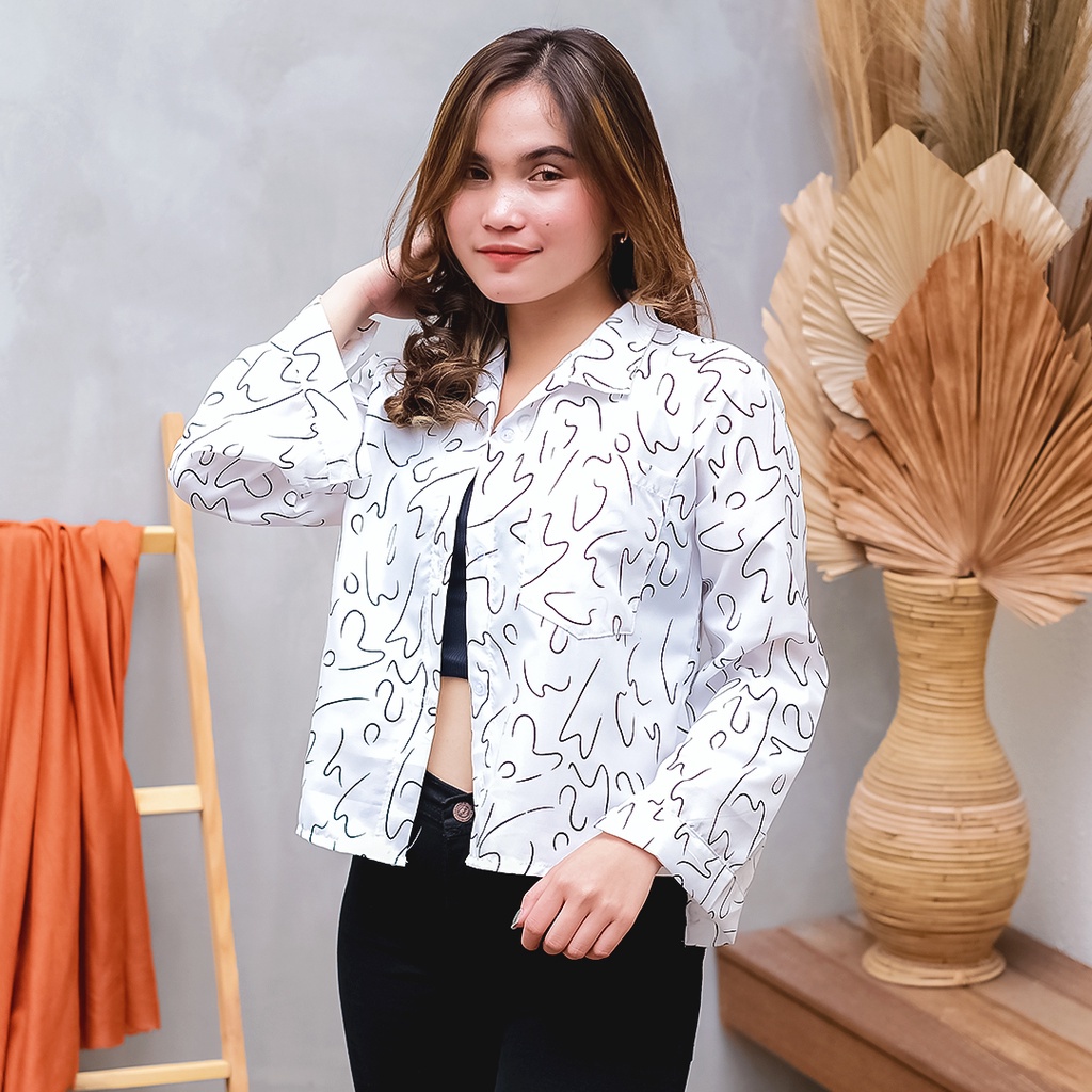 Tq88indonesia Fashion Baju Kemeja  Wanita Lengan Panjang Terbaru / Kemeja Fitro / Hem  Katun Cewek / Ootd / Kem