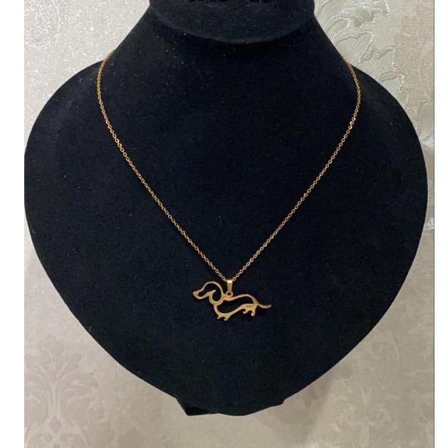 Kalung murah rantai titanium korea motif anjing cocok hadiah wanita cewek 316L anti karat KK173