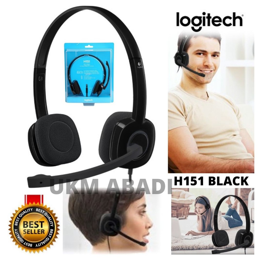Headset Headphone Earphone Logitech H151 With Mic Black 118108