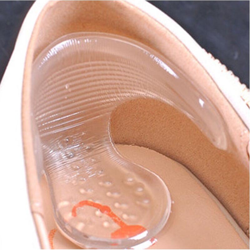 Sepasang Bantalan Pelindung tumit kaki wanita Silikon Gel Pelindung Shoe Cushion Penahan high heel Alas Kaki Sepatu Shock Anti Slip Insoles Foot Chapped Care Absorbing Pain Relief Protective Heel Sol olahraga penebal