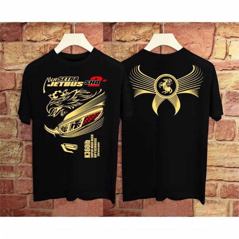 Fourfashion Kaos Pria Kaos Distro NEW SETRA JETBUS GOLD Black FN099