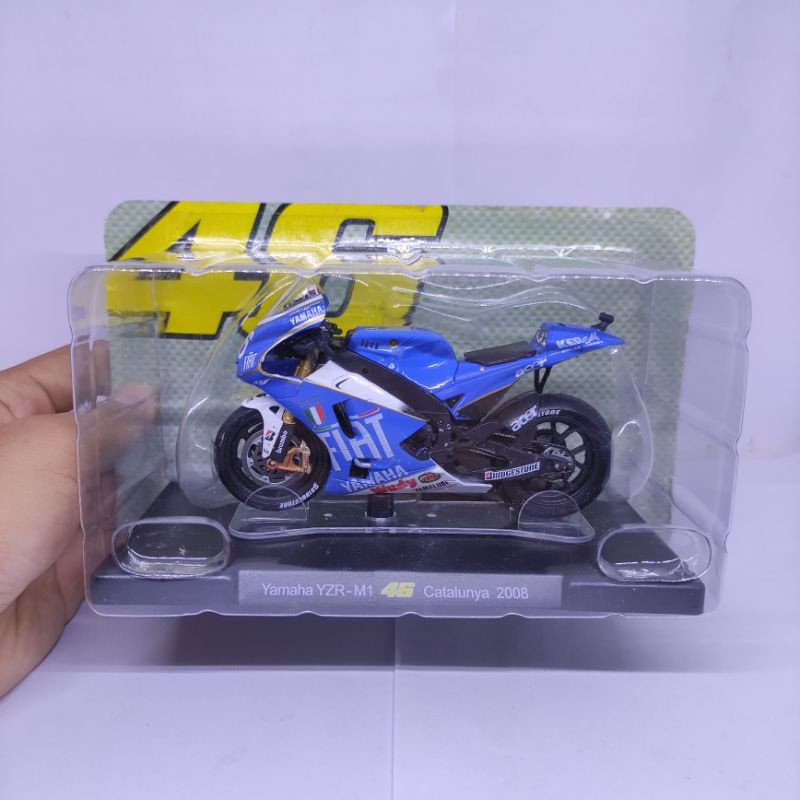 Diecast miniatur Motogp Yamaha YZR-M1 46 Catalunya 2008 Mainan motor balap