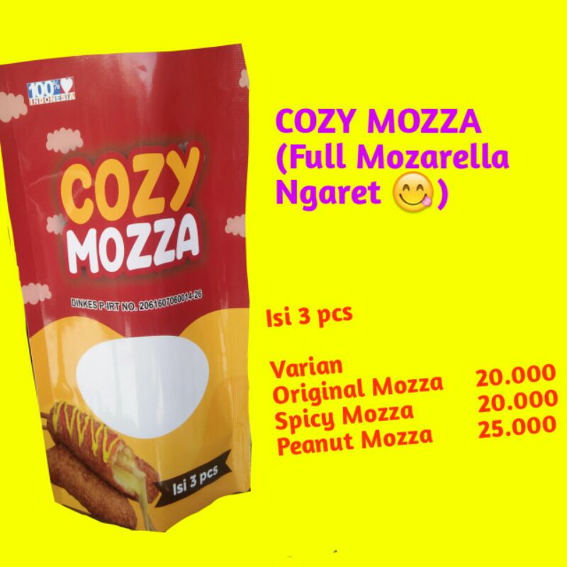 

COZY MOZZA (mozarella goreng-fullmozarella-ngaret-3pcs)
