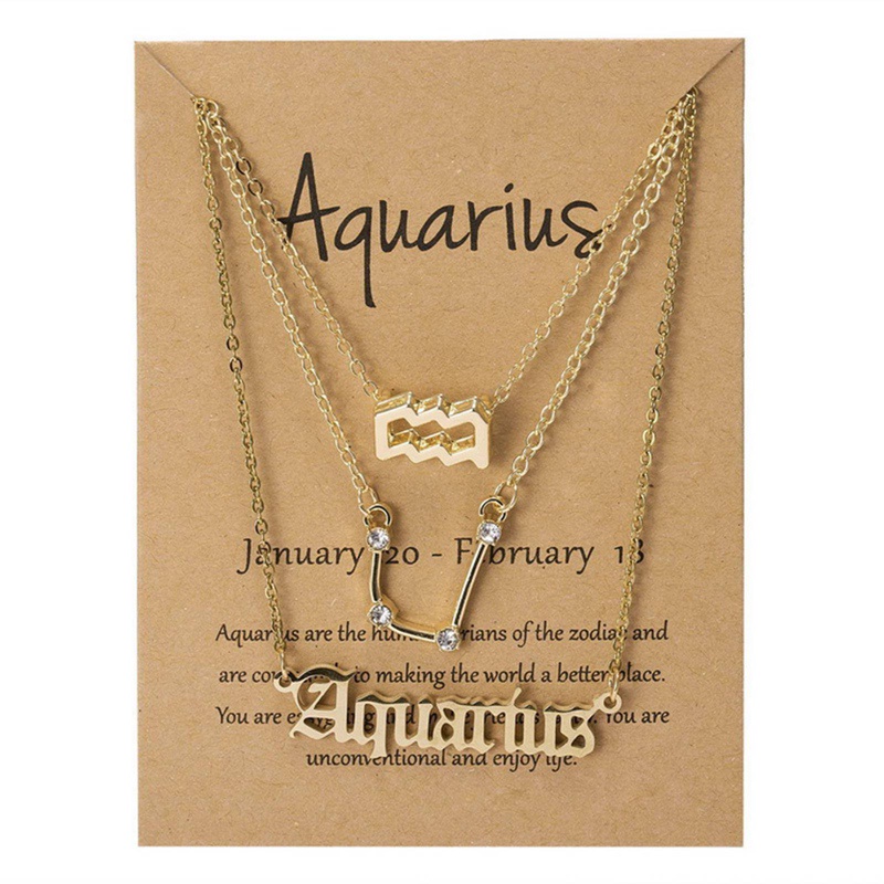 Fancyqube 3pcs / Set Kalung Liontin 12 Zodiak Kanker Leo Scorpio Warna Emas Untuk Hadiah