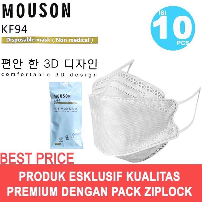 masker kf94 mouson / masker kf mouson 4ply isi 10pcs Daily protective mask import kemasan pack