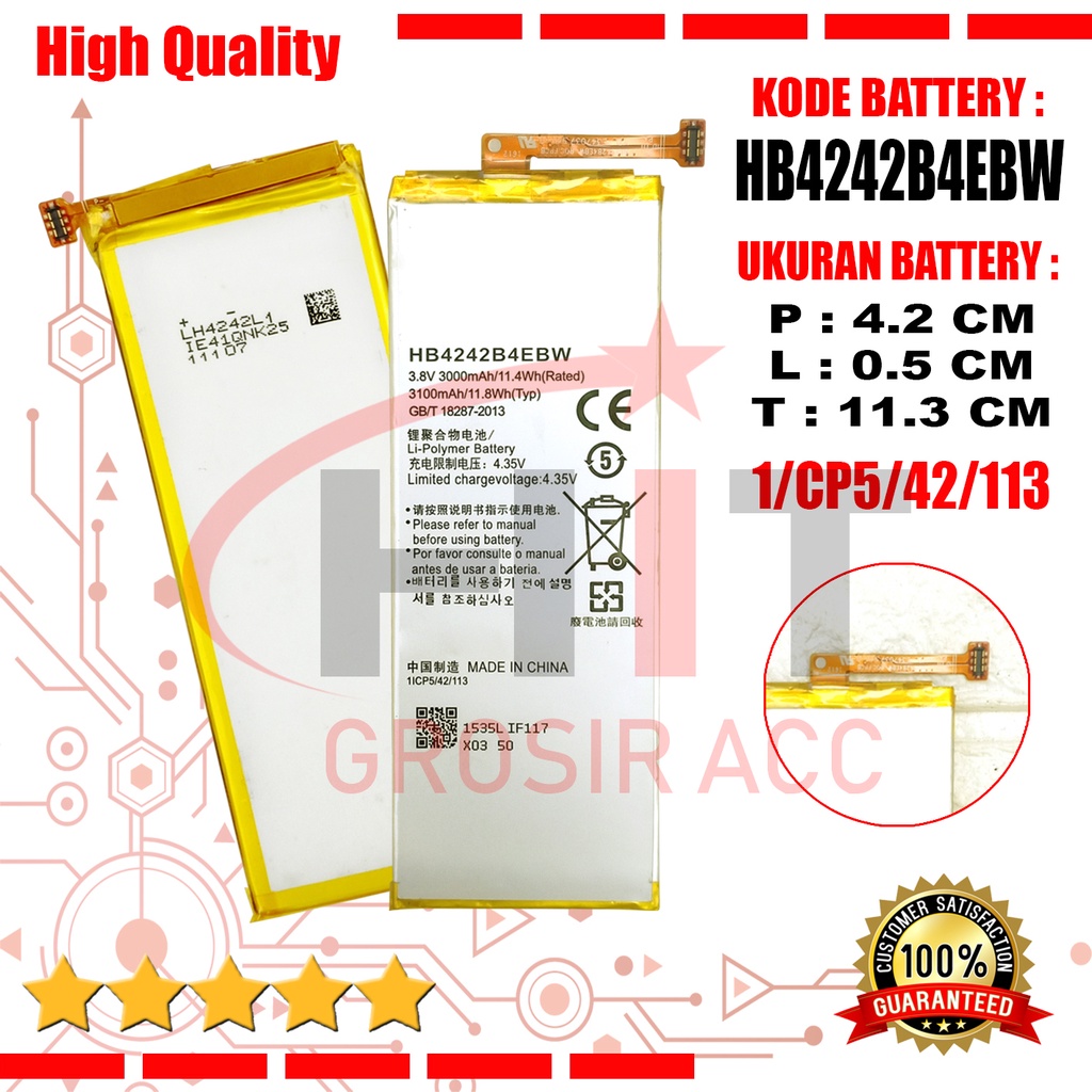 Baterai Battery Huawei Honor 4X CHE1-CL10 CL20 - Huawei Honor 6 H60-L01 L02 L04 Model HB4242B4EBW