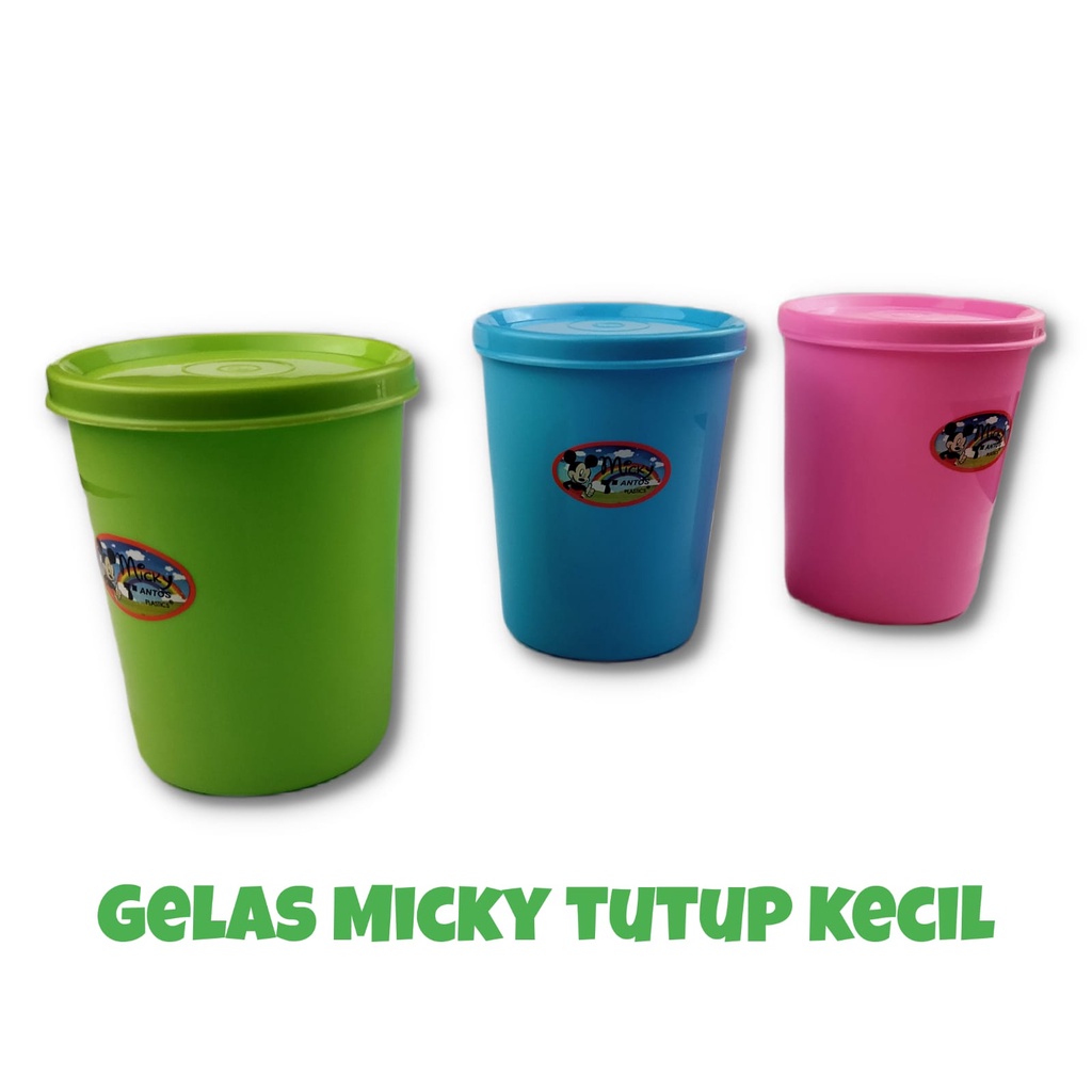 Gelas Plastik Tutup Micky 350mL 450mL / Souvenir Botol Tumbler Plastik / Gelas Air Minum tumblr