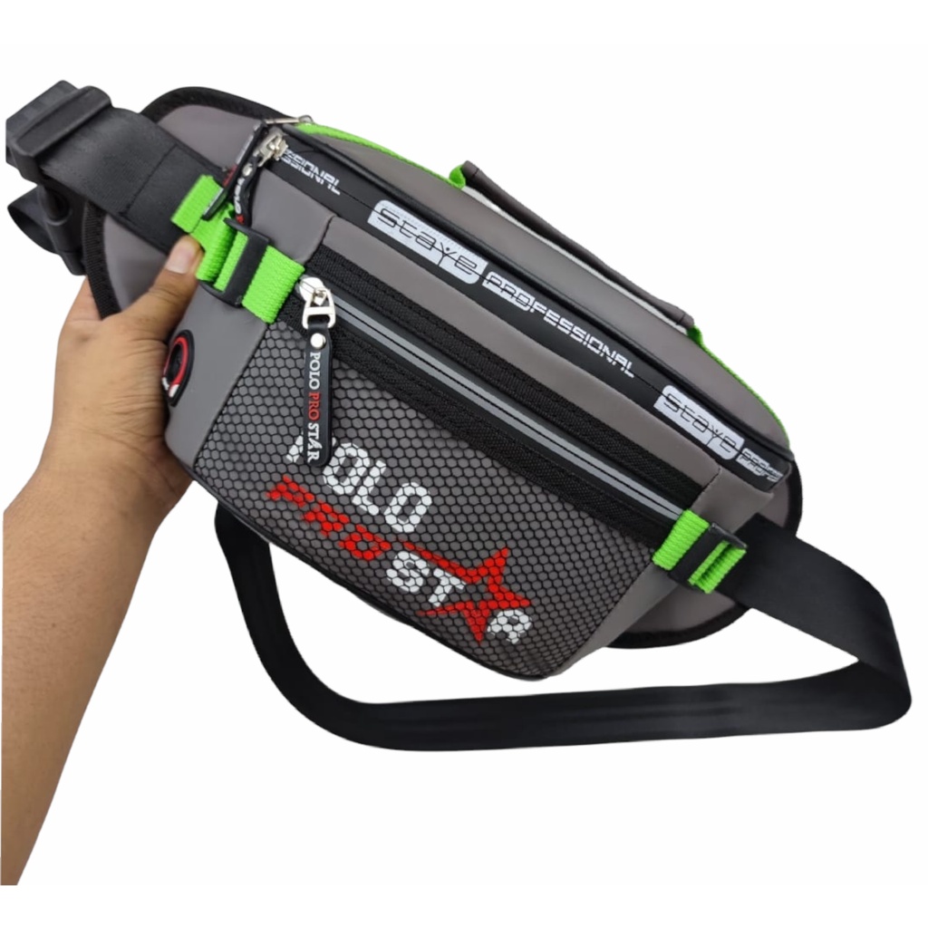 Tas Pinggang Anti Air Bahan Tebal Merk Polo Prostar Waistbag Waterproof Tas Selempang Bahu Pria