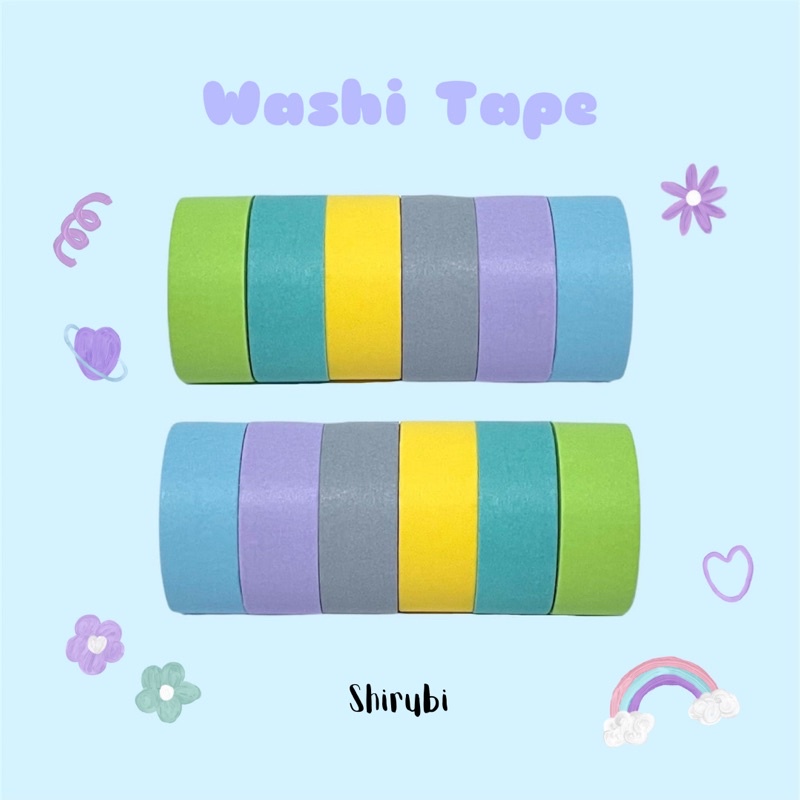 

Shirubi Washi Tape Selotip Solasi Warna Polos Motif