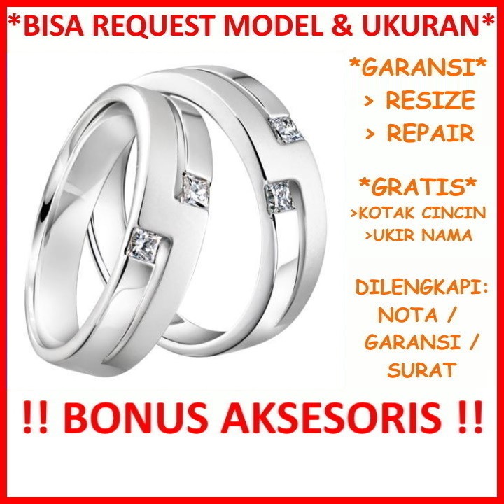 Gratis Ukir Nama Garansi Silver Asli Bisa Pesan Model Cincin Couple Perak Tunangan Nikah Mas Kawin Id594