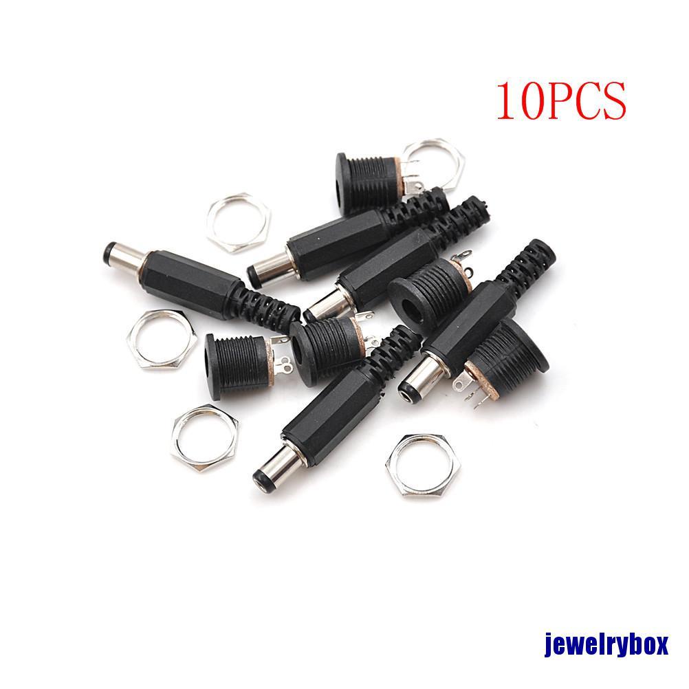 10pcs Adapter Konektor Socket Jack Female Dan Male Plug 5.5x2.5mm