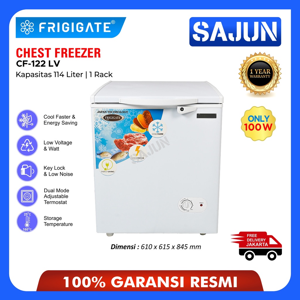 FRIGIGATE CF-122 LV Chest Freezer Kulkas 114 Liter CF122