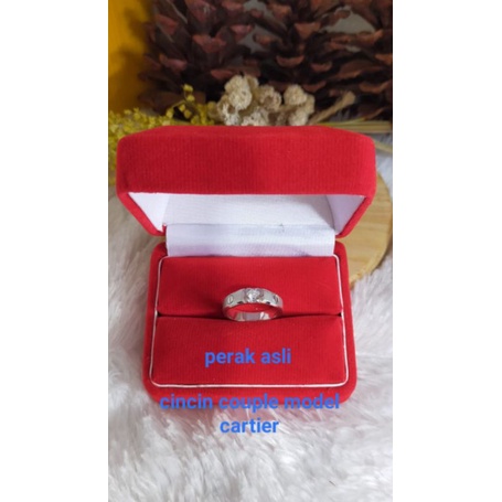 Cincin Couple Model mata 1, Perak 925, Sepuh Emas Putih