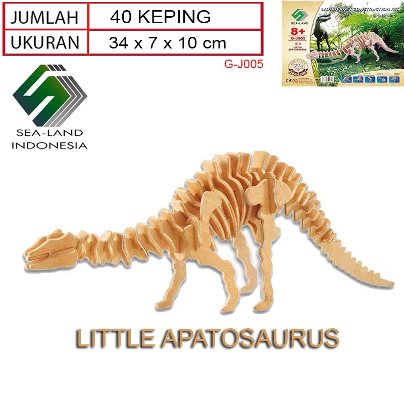 [SEA-LAND] PUZZLE 3D KAYU DIY MAINAN EDUKASI MINIATUR DINOSAURUS APATOSAURUS GJ005