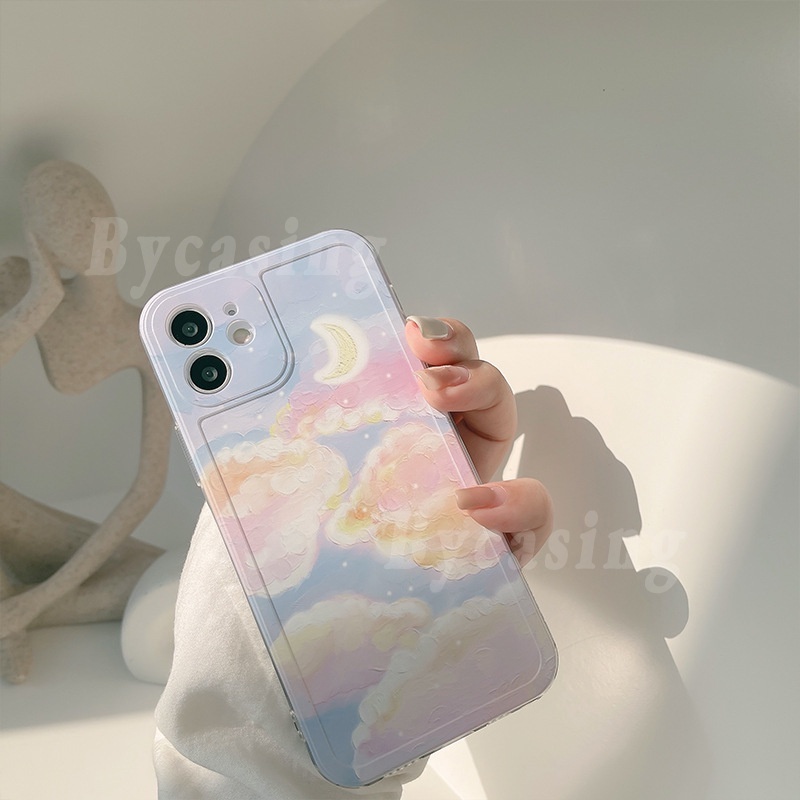 Soft Case Silikon Motif Lukisan Minyak Matahari Terbenam Untuk Iphone 13 Pro Max 12 11 6s 7 8 Plus X Xr Xs Max