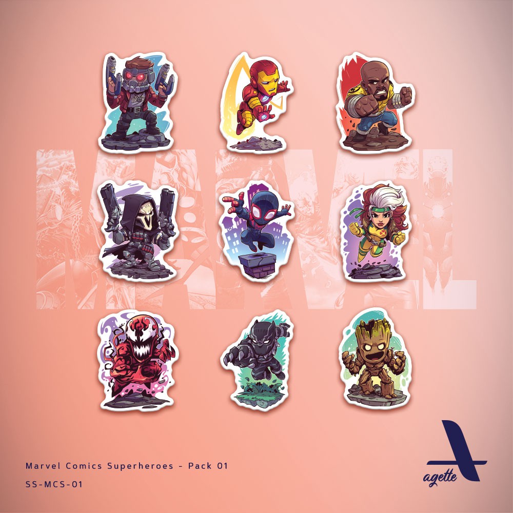 

9 PCS - Stiker Marvel Comics - 03 - Laminasi - Waterproof Sticker