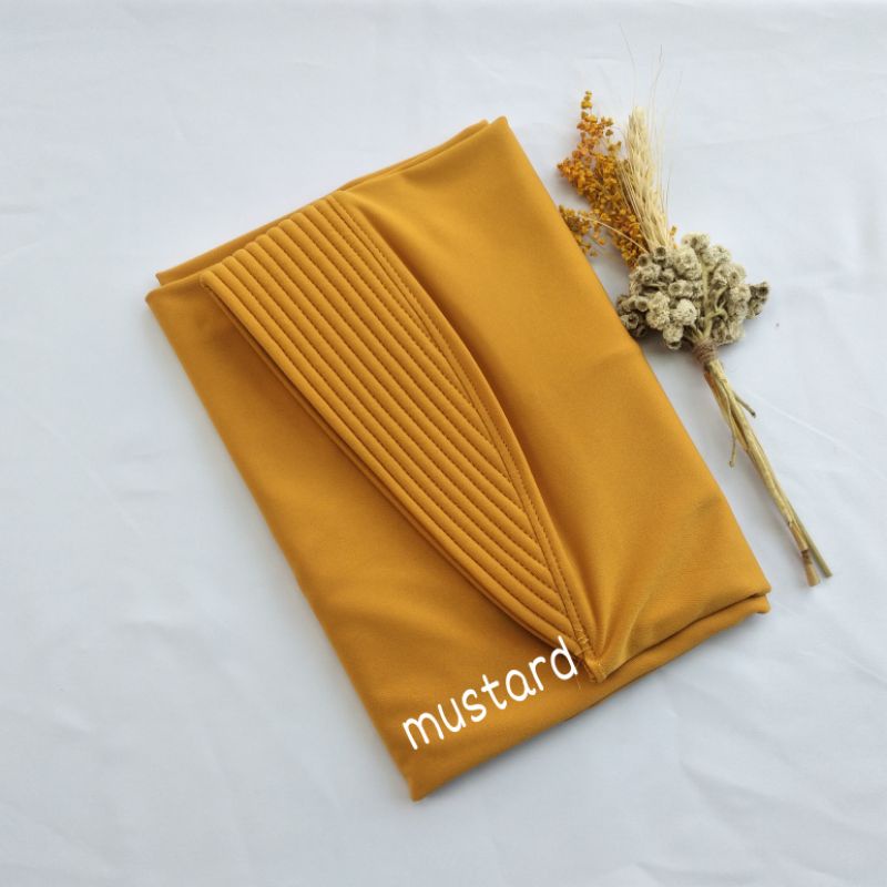 Hijab Bergo Spandek Jersey Menutup Dada/Hijab Instan Bergo Hamidah/Hijab Sport-Mustard