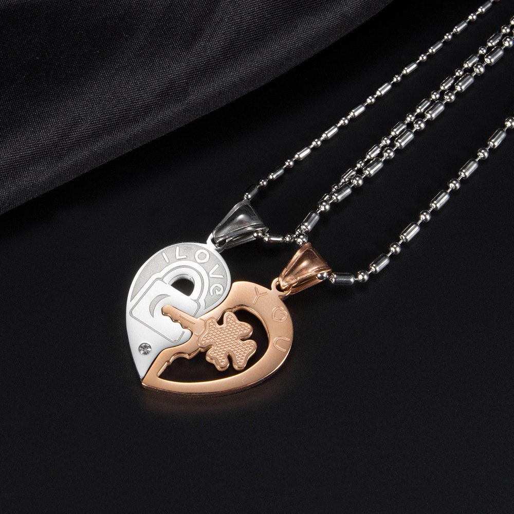 Kalung Couple KL136 Stainless Steel / Titanium Premium Fashion Wanita Kalung unik Lucu Keren Copel / Deluna/ BB